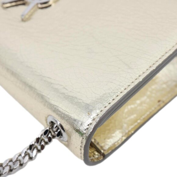 Yves Saint Laurent  Kate Metallic Crackled Calfskin Leather Crossbody Bag Gold - Picture 7 of 13